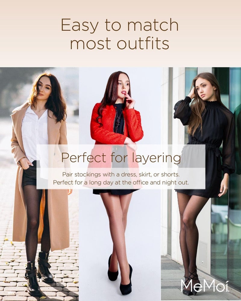 MeMoi Plus Backseam Thigh High Stockings for Women, Comfortable Sheer Thigh High Stockings - Sizes Small - Q2, Nude-Red, Medium/Large - Image 4